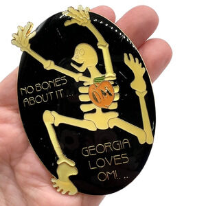 Georgia Odyssey Of The Mind Skeleton Halloween Enamel Lapel Trading Pin READ